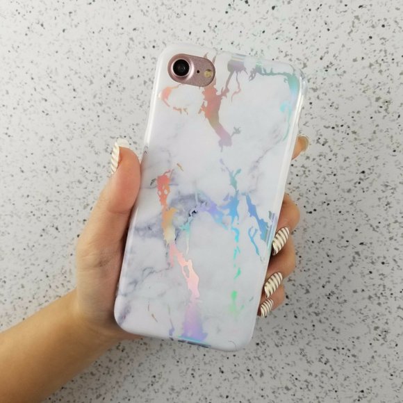White Holographic Marble Case for iPhone 7 and 8 - Picture 5 of 5